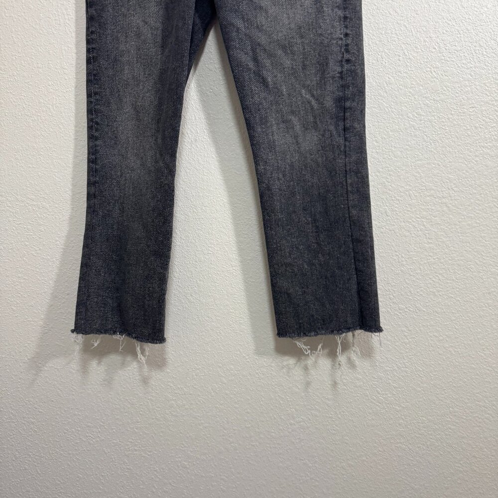 Frame Jeans Le One Crop Mini Boot in Faded Black Hughes Size 2 Raw Frayed Hem - Picture 3 of 8